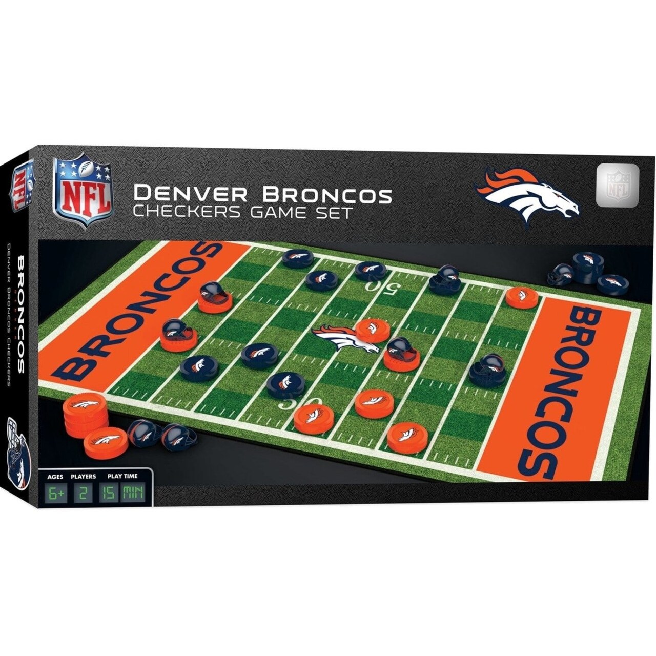 Denver Broncos Checkers Board Game Nfl Officially Licensed 24 Pieces 13X21 Inch